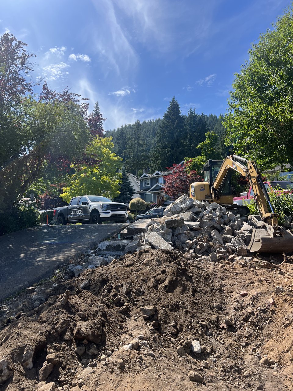 Excavation and site preparation for a new foundation, North Vancouver