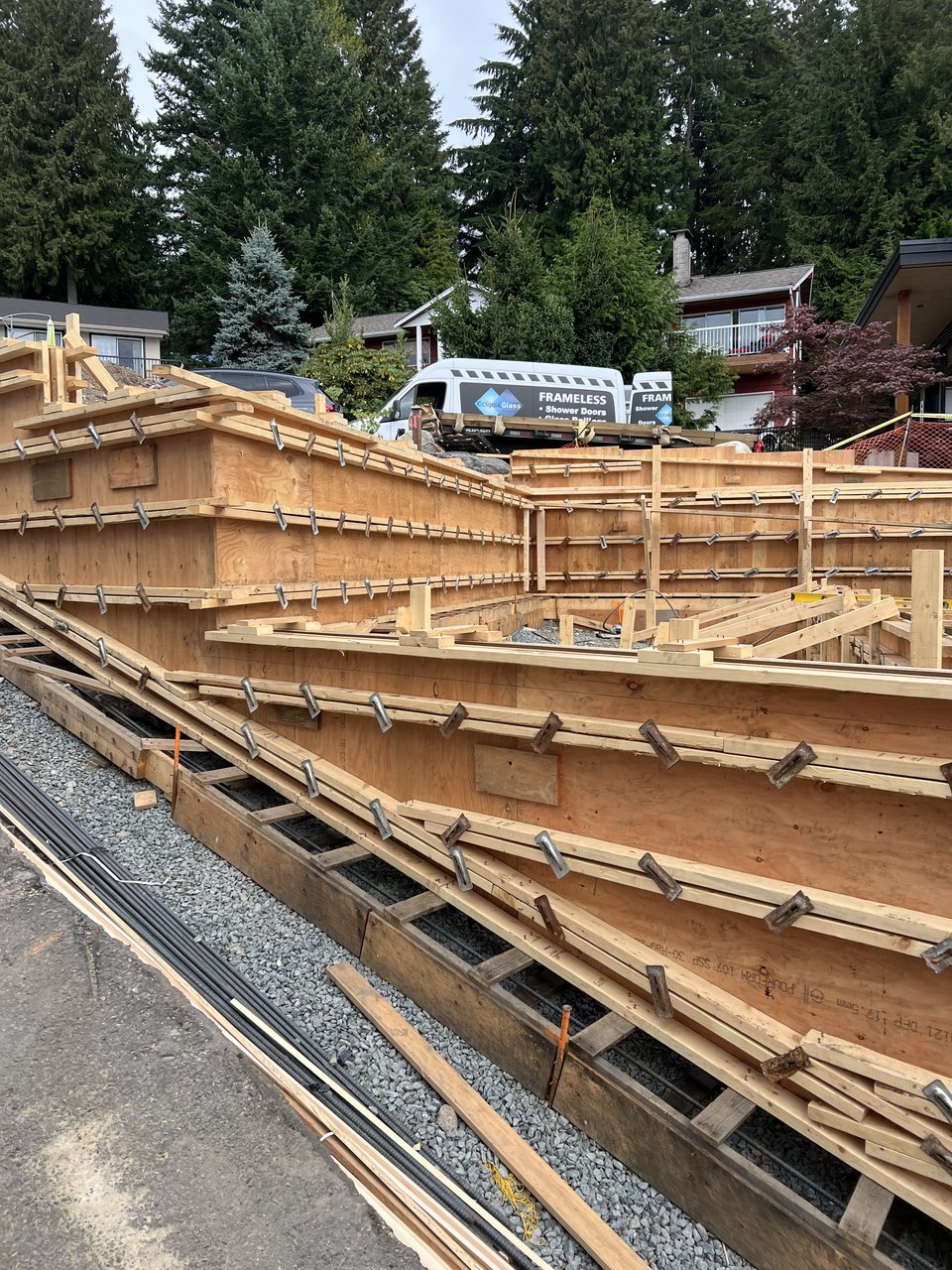 Formwork and reinforcement set for a foundation pour in North Vancouver, BC