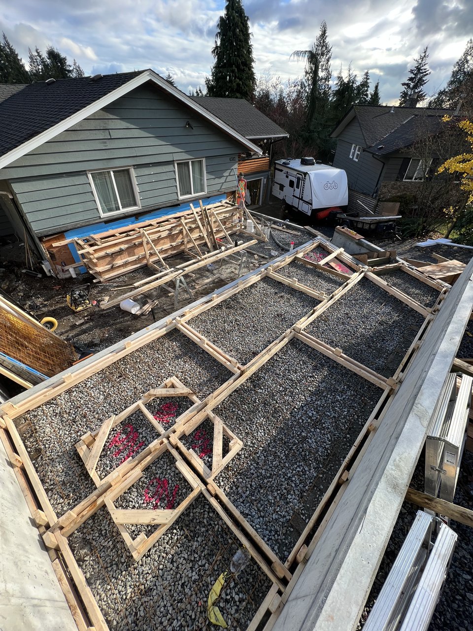 Formed footings and foundation walls ready for pour, North Vancouver BC