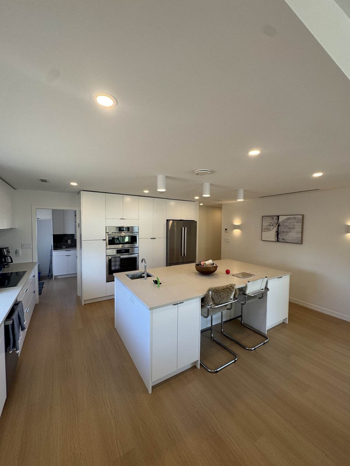 Custom kitchen with island in a new build home, North Vancouver BC
